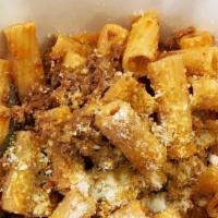 Rigatoni Bolognese · Pasta Of Your Choice With Homemade Meat Sauce With a Touch of Cream