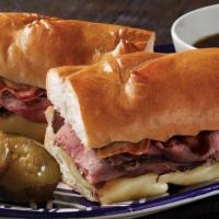 Roast Beef Melted · Roast beef with melted mozzarella on toasted garlic hero.