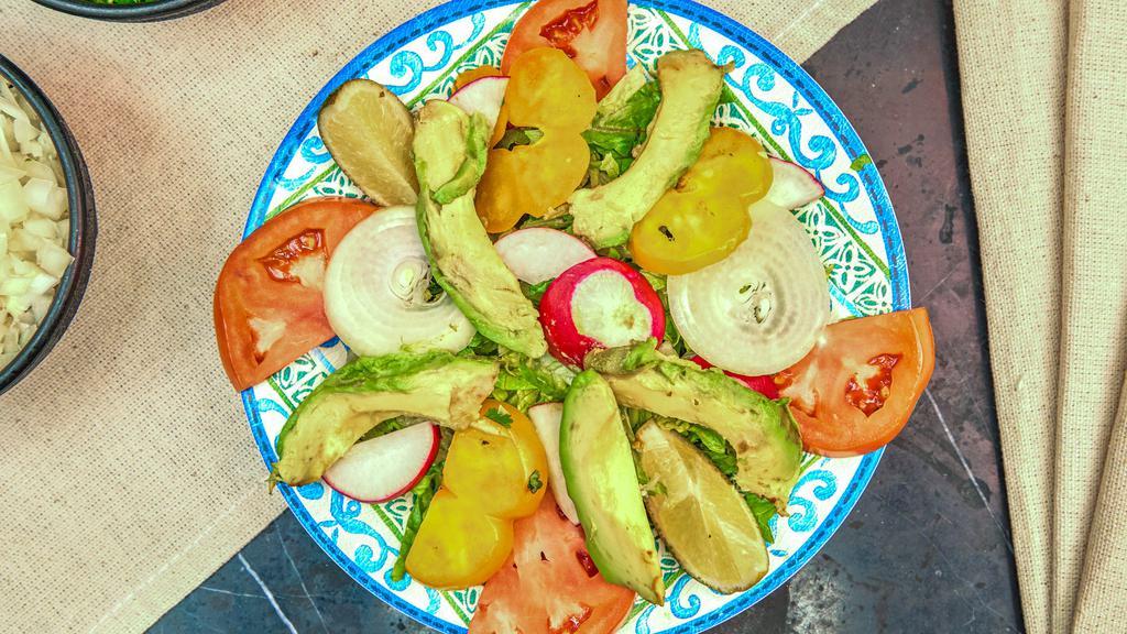 Mixed Green & Avocado Salad · Mixed green, avocado, cucumber,tomato, red onion and radish with house dressing.