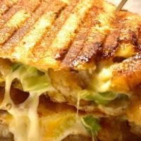 House Made Crispy Chicken Panini · House made chrispy chicken, Mozzarella, Cheddar, Monterey Jack cheese and Scallion with hous...