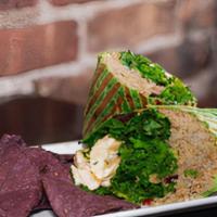 Kale'In Wrap  · Shredded kale, quinoa, cranberry, walnuts, tofu ginger, carrot dressing in a spinach wrap