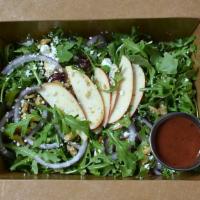 Haus Arugula Salad · Arugula, goat cheese, dried cranberries, walnuts with raspberry balsamic vinaigrette.

Pleas...