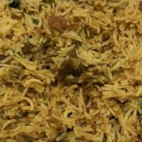Goat Biryani · Basmati rice cooked with chicken, spices and special herbs.
