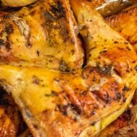 Rotisserie Chicken/Pollo Ala Braza (Lunch) · 1/4 Rotisserie chicken served with yellow or white rice
if white rice is the choice red or b...