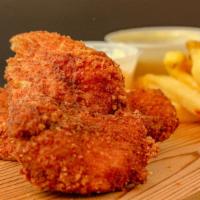 Chicken Tenders Appetizer · Served with honey mustard.