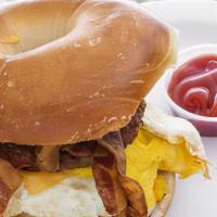 Bacon, Eggs & Cheese · New York area most popular breakfast sandwich. Start  with two large fresh eggs, crispy baco...