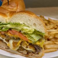 The Spoiled Princess · This Chicken sandwich boasts crispy chicken
tenders, mozzarella sticks, lettuce, tomato, ket...