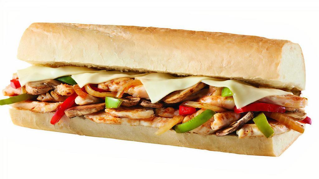 Chicken Number 9 (Large) · Onions, Bell Peppers and Mushrooms with American Cheese.