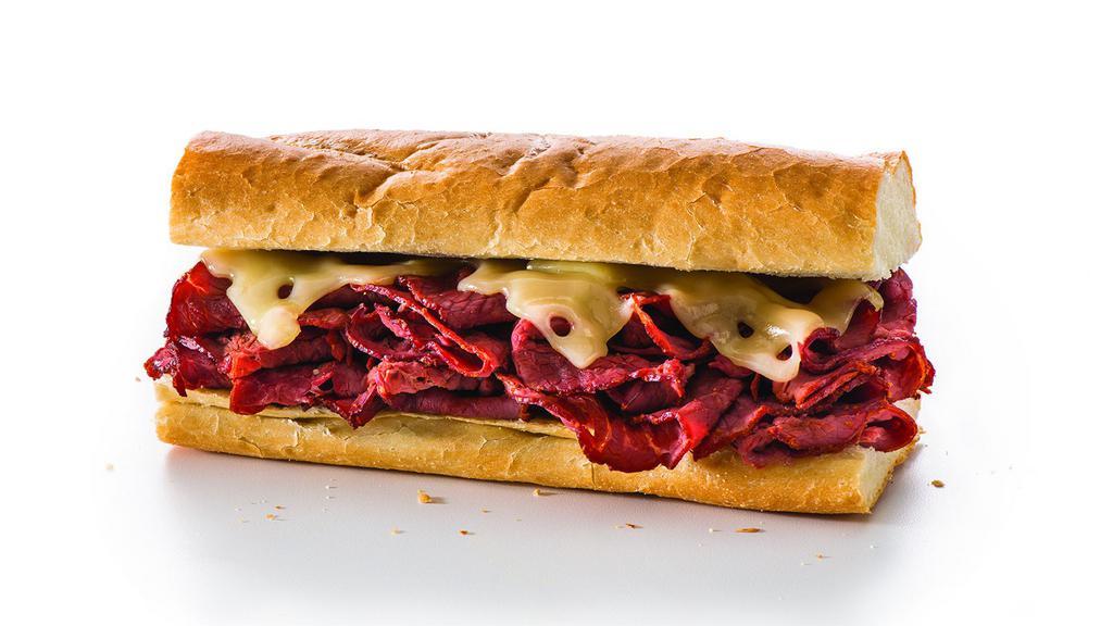 Pastrami & Swiss (Small) · New York deli - style Pastrami topped with melted Swiss Cheese.