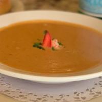 Lobster Bisque (Pint) · A creamy tomato based soup, lobster broth with lobster meat