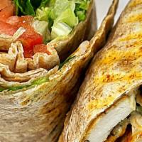 Grilled Chicken, Lettuce & Tomato Mayo Whole Wheat Wrap · Grilled Chicken, Lettuce Tomato & Mayo in a whole wheat wrap.