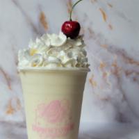 Vanilla Custard Shake · Vanilla Custard Blended with Whole Milk Then Topped with Whipped Cream & a Maraschino Cherry