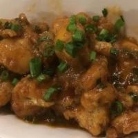 Gobi Manchurian · Stir fried cauliflower, ginger, scallion, and sauce.