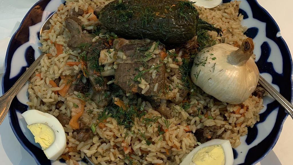 Pilaf · Beef boiled with onions and assorted vegetables.