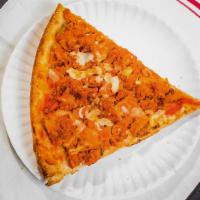 Buffalo Chicken Pie · Spicy. Crisp strips of chicken tossed in hot sauce over homemade fresh tomato sauce and topp...