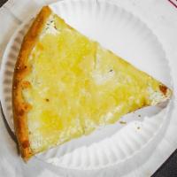 White Pie · Extra mozzarella cheese topped with Ricotta, grated romano, and a touch of garlic.