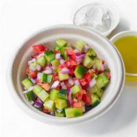 Side Israeli Salad · Tomatoes, Cucumber, Red Onion, Lemon Vinaigrette