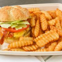 Bacon Cheeseburger · Burger Served with American Cheese, Bacon, Lettuce & Tomato on a Bun