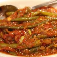 Fasolakia · Green beans and tomato.