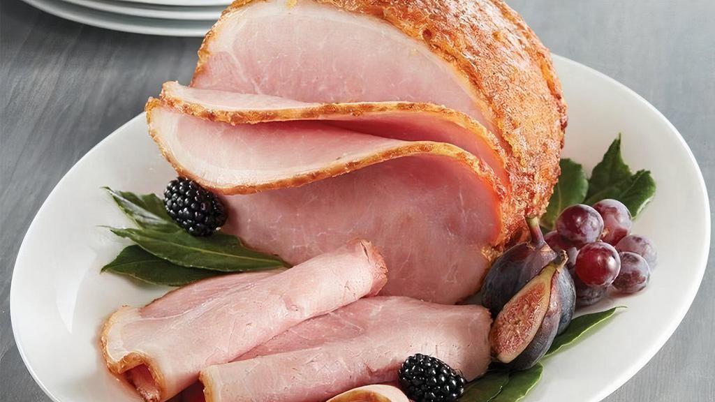 Half Boneless Honeybaked Ham 3-3.99 Lbs. · For those less elaborate occasions still requiring a top-notch meal the Honey Baked Boneless Ham served as a half size is the perfect choice. This classic dish is both supremely tasty as well as easy and simple to serve. Mildly smoked for a lighter taste; our Boneless Ham is smoked up to 10-11 hours and is hand-crafted with our sweet, crunchy glaze for a unique taste.
