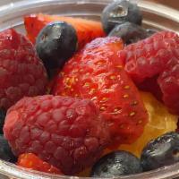 Fresh Fruit Salad · 12 ounces of seasonal fruits, melon, and mixed berries.