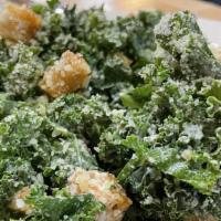 Tuscan Kale Ceaser · Challah croutons and Reggiano