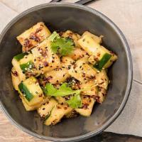 Chili Cucumbers · Cucumbers with Sichuan chili peppers, garlic chili paste, and sesame oil. Vegan and gluten-f...