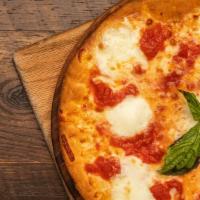 Margherita Pizza · Tomato sauce, mozzarella, fresh basil, and extra virgin olive oil.