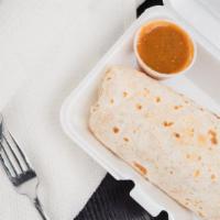 Burritos · Grilled flour tortilla stuffed with cheese and your choice of chicken or beef, topped with l...