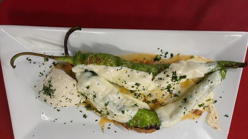 Italian Long Hot Peppers · Stuffed with sausage, mozzarella and a scoop of ricotta