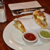 Breakfast Burrito · Home Fries, Bacon, Two Free Scrambled Egg & Mix Cheese