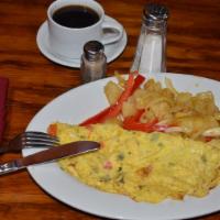 Healthy Omelette · Three Free Range  Egg Whites Stir-Mixed w/ Spinach, Hass Avocado  & Cremini Mushrooms