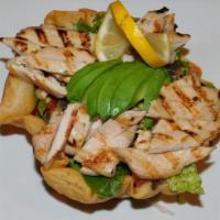Ensalada Avocados · (Grill Chicken or Avocado )Fresh Mixed Greens Salad, Elegantly Prepared w/ Hass Avocados,  O...