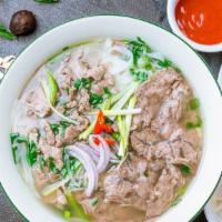 Spicy Beef Pho Noodle Soup · Choices of Beef.  with rice noodles, served with spiced beef broth, onions, scallions, and l...