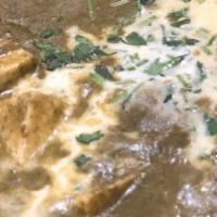 Saag Paneer (Spinach Cottage Cheese) · creamy sauce, light spiced.