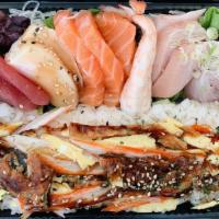 New Style Chirashi · Assorted raw and cooked fish over sushi rice.