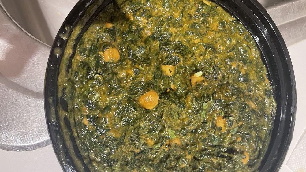 Chana Saag · Fresh spinach & chickpeas cooked with the spices.