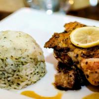 Firakh (Mashwaya- Grilled) · Sumac seasoned free range boneless chicken.