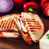 Honey Bbq Panini · Grilled chicken breast, crispy bacon, Cajun home fries, and melted cheddar 'n jack cheese, t...