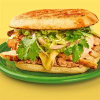 Grilled Chicken Torta · Citrus grilled with guacamole & salsa verde