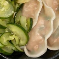 Dumplings With Side Salad · 4 dumplings with choice of one side and one sauce.