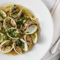 Linguini With Clams · Little neck clams steamed open in your choice of white, red or marichiara sauce.