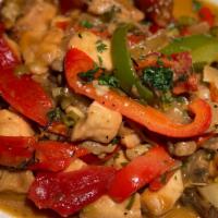 Chicken Murphy · Mushrooms and onions with hot or sweet peppers, in a brown sauce.