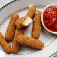Mozzarella Sticks · Breaded mozzarella cheese that has been fried till crisp and golden served with house specia...