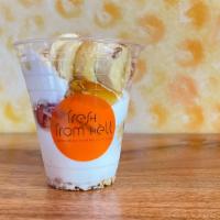 Greek Yogurt · Served with fresh seasonal fruit, wildflower honey and granola.