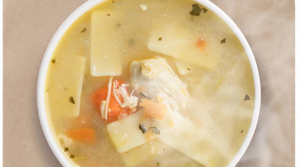 Chicken Noodle Soup · Delicious organic chicken soup with vegetable.