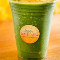 Green Machine Smoothie · 16 oz. Kale, spinach, mango, banana and pineapple juice. Vegan.