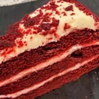 Red Velvet Cake · Red velvet and vanilla icing.