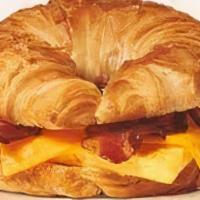 Bacon, Egg & Cheese Sandwich · A buttery croissant with applewood bacon, two fried eggs and choice of cheese.
