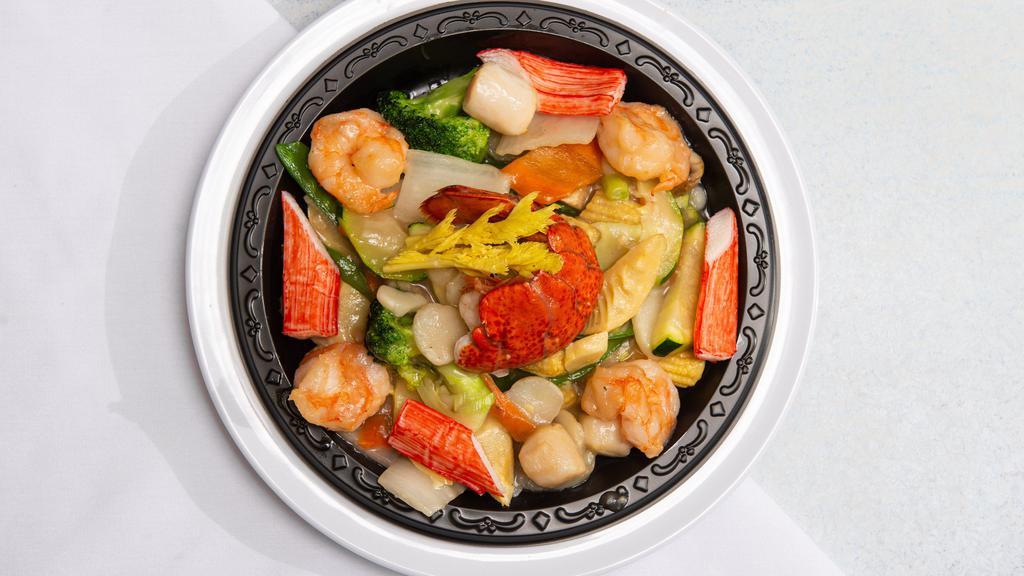 Seafood Delight · Lobster meat scallops jumbo shrimp sauteed w.assorted Chinese vegetables.
